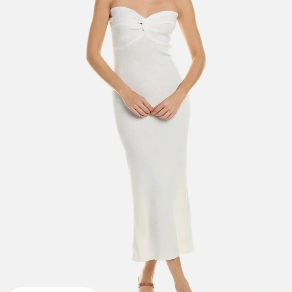 Avantlook Dresses | Avantlook Knit Strapless Midi Dress | Color: White | Size: L | Jsigal2610's Closet